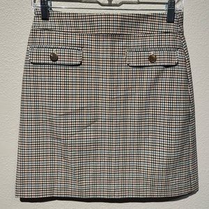 Loft Plaid Button Pocket Shift Skirt